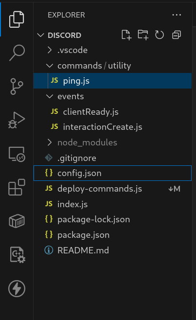 Explorer pane of VSCode